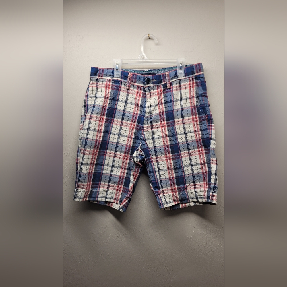 Tommy Hilfiger tennis shorts preppy plaid sz 31 blue red white